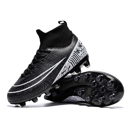 Mens Soccer Shoes Womens Football Cleats, Indoor Soccer Shoes Training Outdoor Turf Soccer Shoes Boys Soccer Cleats Black Green,5.5ize