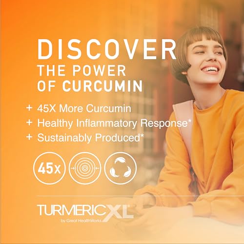 TurmericXL Natural Joint Support & Healthy Inflammatory Response Supplement - 250mg Turmeric Extract Delivers 45x More Curcumin - High Absorption, Gluten-Free – 30 Veggie Capsules