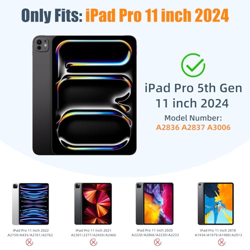 Kidopire New Compatible with iPad Pro 11 Inch Case (M4, 5th Gen 2024) with Pencil Holder, Smart Cover with Protective Trifold Stand & Soft TPU Back, Auto Wake/Sleep, Support Pencil Pro, Rose Red