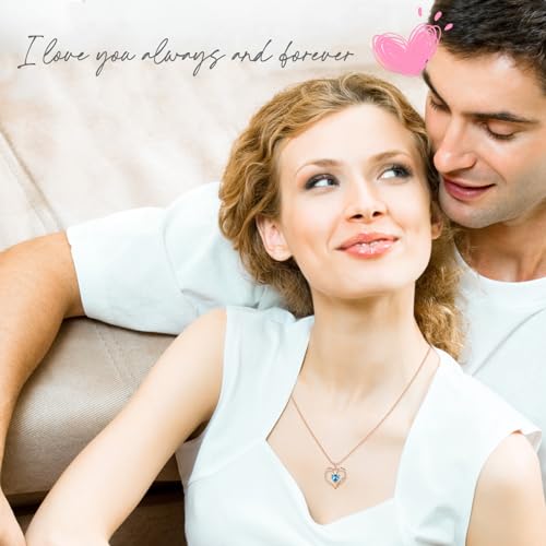 Rose Gold Heart Necklaces for women, S925 Sterling Silver Wife Jewelry Gifts for Women, Mother’s Day Valentine’s Day Christmas Wedding Anniversary Birthday Gifts for Mom Girlfriend Wife Daughter