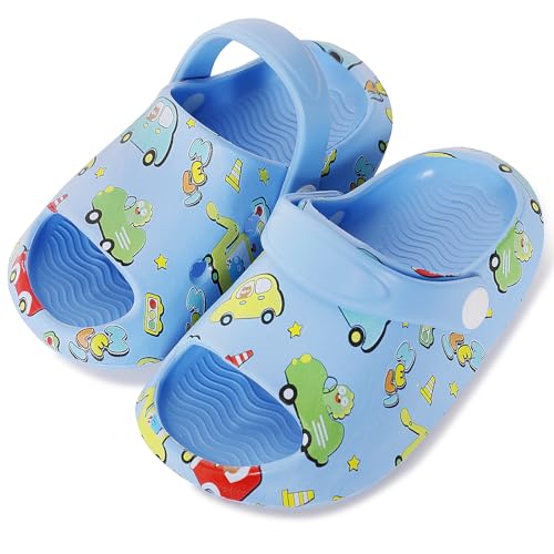 techcity Toddler Little Kids Slide Sandals Cute Summer Shower Beach Pool Slippers Thick Sole Slip On Sandals Water Shoes with Backstrap Boys Girls Clogs