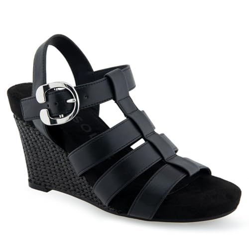 Aerosoles Women's Paige Wedge Sandal, Black Combo, 8.5