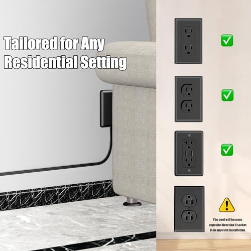 CABOCASA Dual 3FT Ultra-Thin Outlet Concealer, Universal Size Outlet Cover 3 FT Twin Extension Cord with 3 Outlets Each Side, Ideal for Home Appliances on Opposite Sides of a Wall Outlet