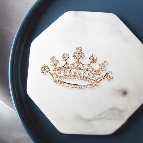 GBAHFY Crystal Rhinestone Princess Queen Crown Brooch Pin Crown Brooches for Women Crown Tiara for Wedding Party Banquet Birthday (G Silver)