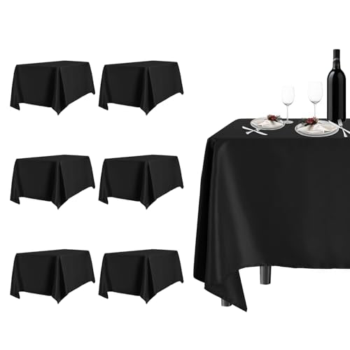 PureFit 10 Pack White Table Cloth 60 x 102 Inch, Stain and Wrinkle Resistant Table Linen for 6 Ft Rectangle Table, Polyester Table Covers for Dining Table, Wedding, Party, Banquet and Camping