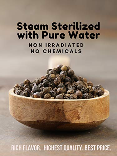 Spicy World Black Peppercorns Whole 1 Pound - As Seen On Tik Tok - Non-GMO, Steam Sterilized Whole Peppercorns for Grinder Refill