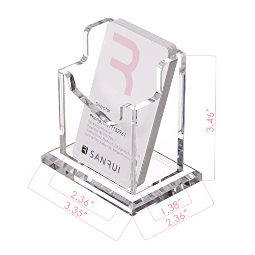 SANRUI Vertical Business Card Holder for Desk，Clear Acrylic Business Card Display Stand，1 Slots ，Holds 50-60 Cards