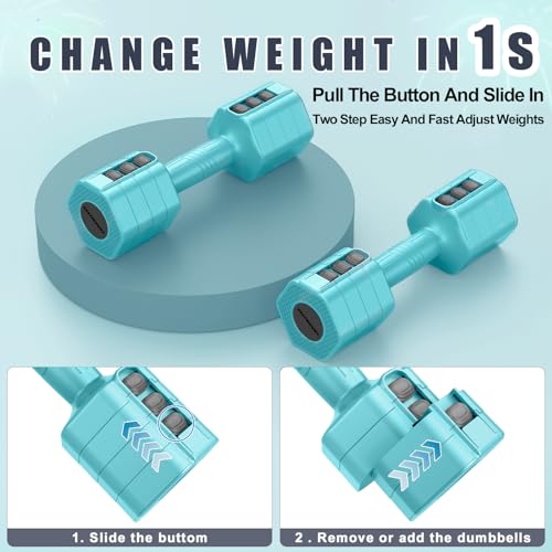 EAST MOUNT Weights Dumbbells Set of 2,Adjustable Dumbells for Women,4 in 1 Free Weights Each 2lb 3lb 4lb 5lb Hand Weights for Home Gym Exercise Training (Blue)