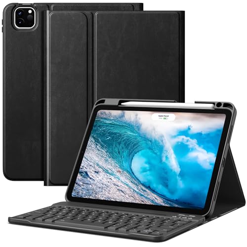 MoKo for New iPad Air 11 Inch Case with Keyboard M2 2024 Released, Magic Detachable Folio Keyboard Cover with Pencil Holder for iPad Air 6th/5th/4th Generation(2024/2022/2020), Black