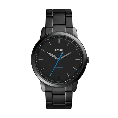 Fossil Men's Minimalist Quartz Stainless Steel Three-Hand Watch, Color: Black (Model: FS5308)