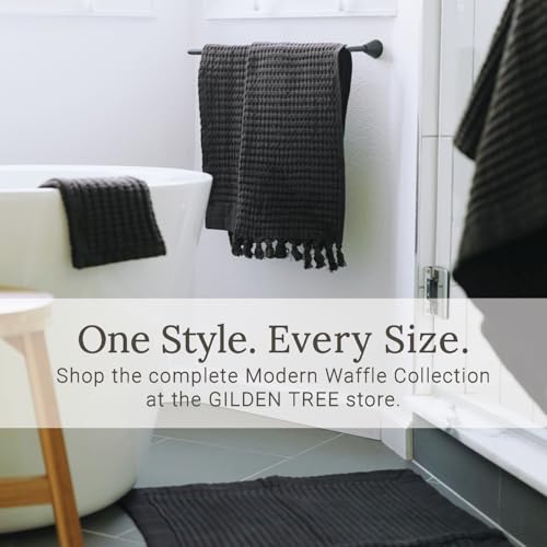 GILDEN TREE Decorative Waffle Hand Towels for Bathroom, 20x35 Large, Quick Drying Fingertip Towel, 2 Pack, Modern Style (Faded Black)