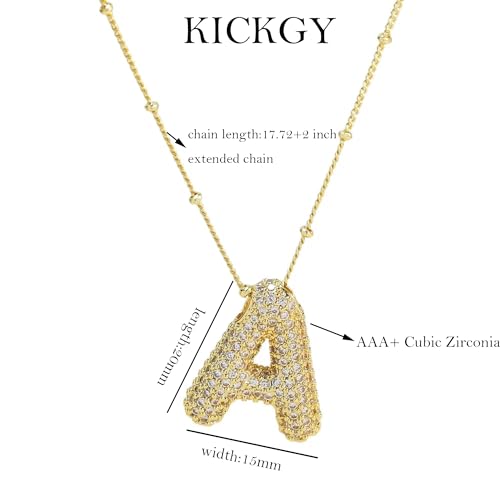 KICKGY Initial Necklaces for Women Trendy, 14K Gold Plated Big Balloon Letter Necklace Dainty Gold Bubble Necklace Personalised Name Pendant Necklace Simple Gold Charm Necklace for Women Jewelry Gift