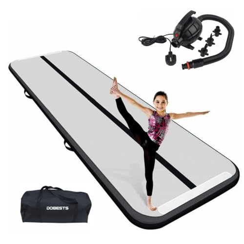 Inflatable Air Gymnastics Mat, 10ft/13ft/16ft/20ft Training Mat 4/8 inches Thickness Tumbling Mat with Electric Pump for Home/Gym/Outdoor-black-3-10