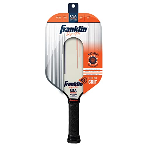 Franklin Sports Pro Pickleball Paddles - Signature Series Pro Pickleball Paddle with MaxGrit Surface - USA Pickleball (USAPA) Approved Tournament Pickleball Paddle - 16mm Polypropylene Core - White