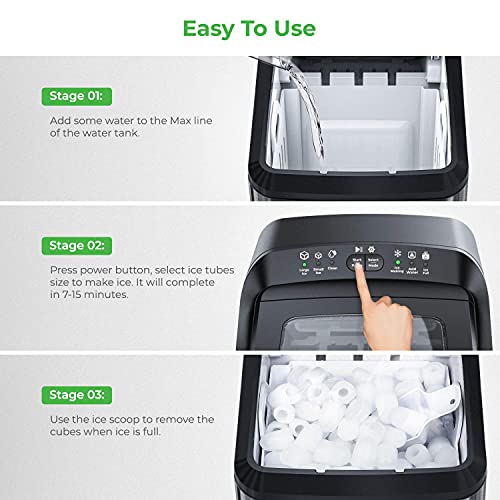 Dreamiracle IceMonster B1 Pro Max | 33lbs Thick Insulation Self-Cleaning Countertop Ice Maker Stainless Steel Black