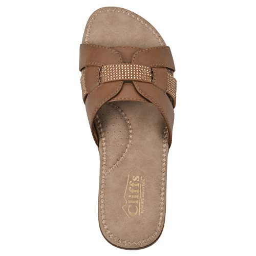 CLIFFS BY WHITE MOUNTAIN Women's Fredie Sandal, White/Multi/Sueded/Smooth, 11 M