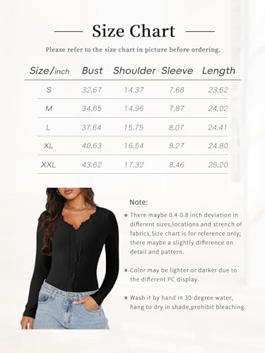 uoDim Lace V Neck Tops Long Sleeve Shirts Casual Fall Basic Ribbed Knit T Shirts 2024 Pink Tees