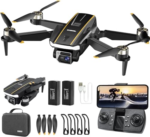 Super Enduring Brushless Motor Drone with Camera for Beginners, CHUBORY A68 WiFi FPV Quadcopter with 1080P HD Camera, Auto Hover, 3D Flips, Headless Mode, Trajectory Flight, 2 Batteries, Carrying Case