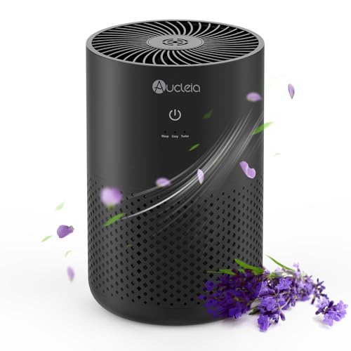 Air Purifiers for Bedroom up to 588 Ft², 20dB Bedroom Air Purifier for Small Room Removes Dust Pets Hair Smoke Odor with Aromatherapy Function(Black)