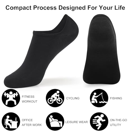 GUUNIEE No Show Socks Womens 4 Pairs Black White Pairs Invisible Liner Non Slip Low Cut Socks