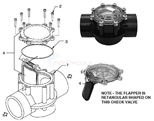 ATIE Pool 7056 Check Valve Cover with Flapper Assembly Compatible with Jandy Check Valve 7235, 7236, 7305, 7511, 7512 (Includes P/N: 7451 Flapper, 7302 Spring, 7304 Pin, 7236 Cover, and 1132 O-Ring)