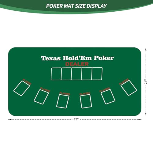 nuveti 47 x 24Inch Poker Mat Poker Table Top, Portable Texas Hold'em Poker Table Topper, Foldable Poker Table Tops Non-Slip Rubber Bottom for Card Games, Blackjack