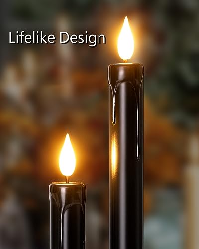 Homemory 3 Pcs Flameless Taper Candles with Remote Timer Dimmer, 9.6" White Flickering Candlesticks Battery Operated, Realistic Plastic LED Candles for Fireplace Wedding Seasonal Indoor Decorations