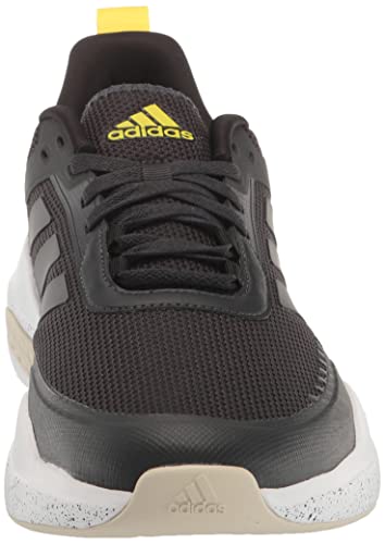 adidas Men's Trainer V Running Shoe, Carbon/Iron Metallic/Impact Yellow, 10