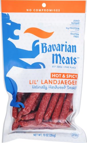 Bavarian Meats Hot & Spicy Lil' Landjaeger German Style Smoked Sausage Snack Sticks, 10 Ounce