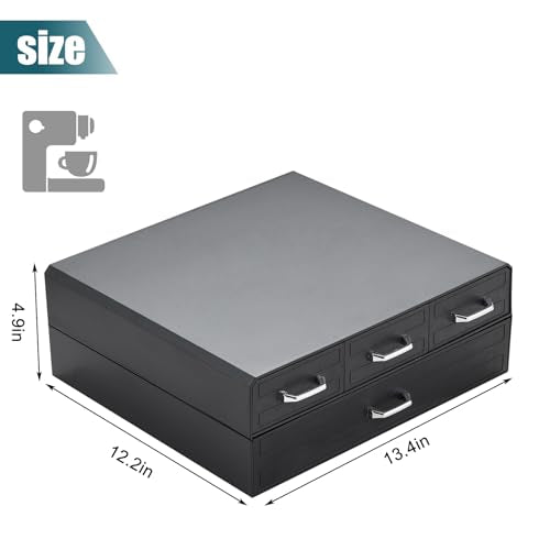 K Cup Holder Drawer 66/88 Pods Capacity, Four Drawers Design for Nespresso Pods Holder, Coffee Pod Holder Compatible With Keurig Pod Organizer&Nespresso/K-Cup/Vertuo Pod Holder, Black