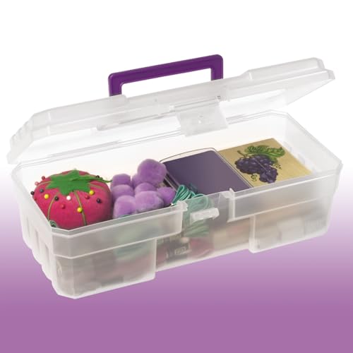 Akro-Mils 12-Inch ProBox Plastic Art Supply, Hobby or Craft Storage Toolbox, Model 09912CLPUR, (12-Inch x 5-1/2-Inch x 4-Inch), Clear