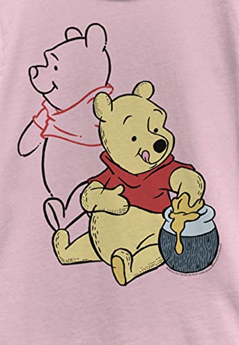 Disney Winnie Pooh Line Art Girl's Solid Crew Tee, Light Pink, X-Small