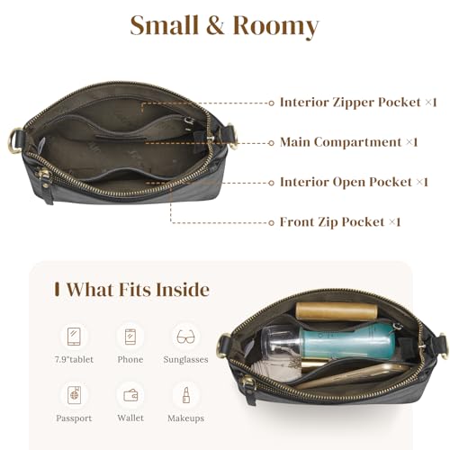 S-ZONE Small Genuine Leather Crossbody Bags for Women Purse and Handbag Wristlet