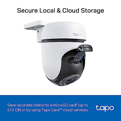 Tapo 2K Outdoor Wired Pan/Tilt Security Wi-Fi Camera, 360° View, Motion Tracking, Works w/Alexa & Google Home, Color Night Vision, Free AI Detection, Cloud & SD Card Storage(up to 512GB), Tapo C510W