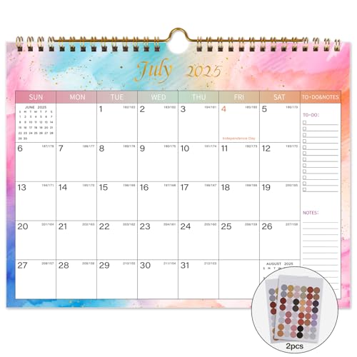 Lbylyhxc Calendar 2025-2026 - Includes July 2025 to December 2026 -18 Monthly Wall Calendar 2026, 11 x 8.5 Inches.Thick Paper with Julian Dates and Block for New Year and Christmas Presents (Wall Calendar 2025-2026 Colorful)