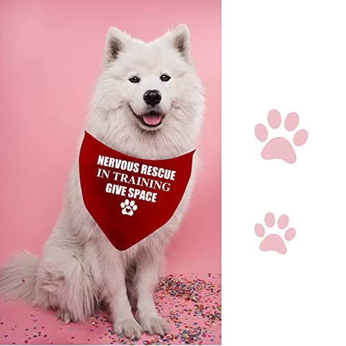 JXGZSO 1 Piece Nervous Rescue in Training Give Space Dog Bandana Ask to Pet Dog Bandana Give Me Space Dog Bandana (Nervous Rescue in Training Give Space)