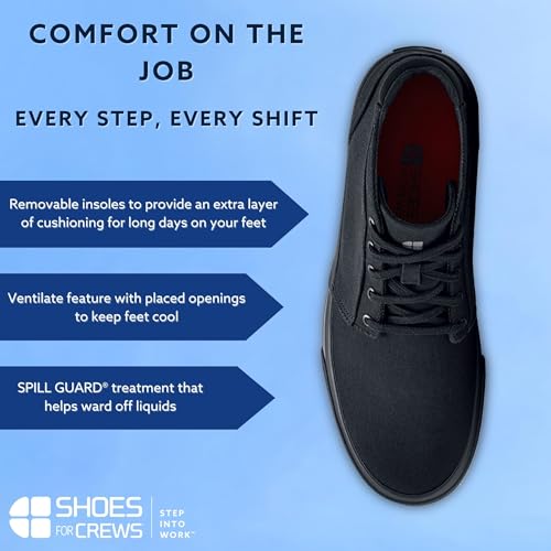 Shoes for Crews Cabbie II, Unisex Slip Resistant Work Shoes, Black, Size 10.5/12