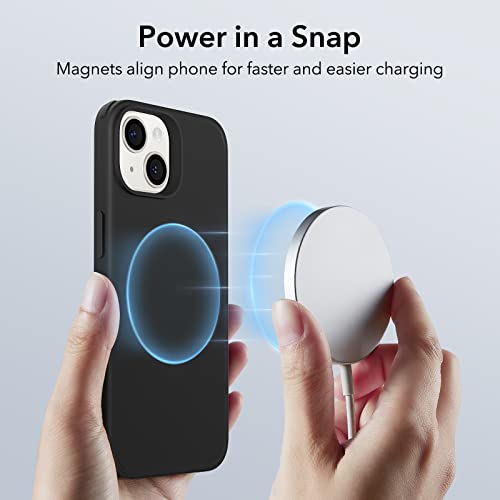 ESR for iPhone 15 Pro Case with MagSafe, Supports Magnetic Charging, Slim Liquid Silicone Case, Shock Absorbing, Screen and Camera Protection, Cloud Series, Black