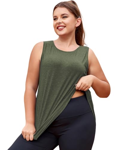 LALAGEN Plus Size Womens Workout Tank Tops Sleeveless Flowy Yoga Athletic Running Shirts Red 5XL