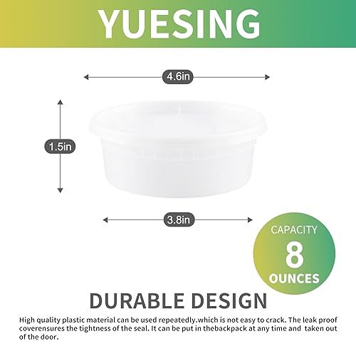 YUESING 50 Pack 8oz Deli Containers with Lids Food Storage Containers Plastic Deli Containers with Lids, Slime, Soup, Meal Prep Containers | BPA Free | Stackable | Leakproof | Dishwasher/Freezer Safe