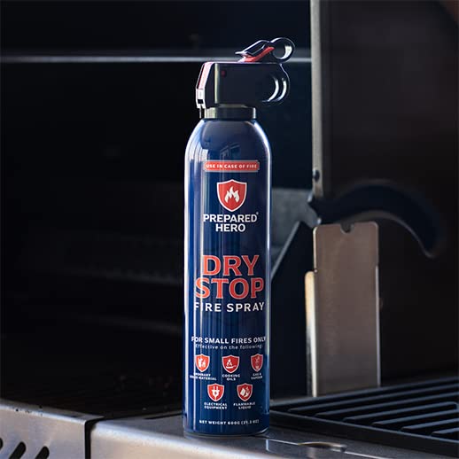 Dry Stop Fire Spray by Prepared Hero - 2 Pack - Portable Fire Extinguisher for Home, Car, Garage, Kitchen - Works on Electrical, Grease, Battery Fires & More - Compact, Easy to Use