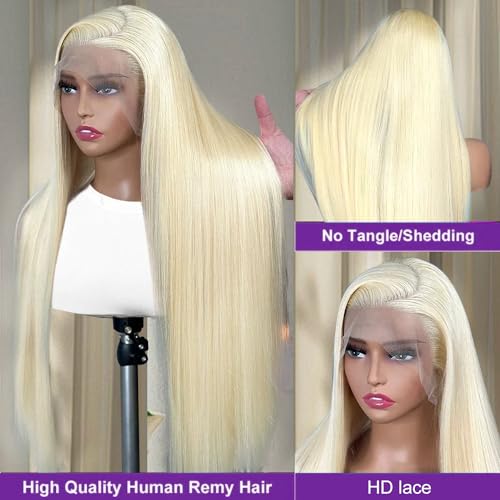 XUDXUD 360 613 Lace Front Wig Human Hair Blonde Straight 200 Density HD Lace Front Glueless Pre Plucked Full Lace Wigs Human Hair 613 Frontal wig 40Inch