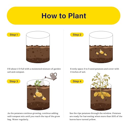 iPower GLGROWBAGWINDOW5X5X2 10-Pack 5-Gallon Potato Grow Bags Pots with Handle, Thickened Non-Woven Aeration Fabric Container, Access, 5 Gallon, Flap and Visualization Window, Easy to Harvest