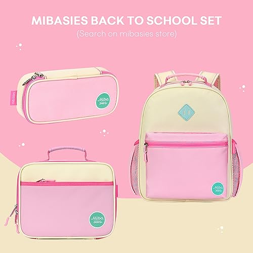 mibasies Kids Backpack for Girls, Kindergarten Backpack School Bag for Toddler Girls Age 5-8, Beige Pink