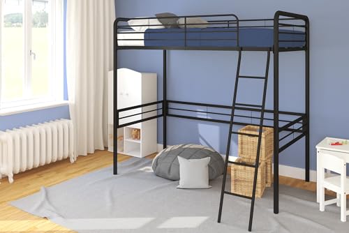 DHP Tommy Twin Metal Loft Bed, Off White