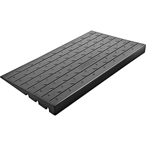 VEVOR Rubber Threshold Ramp, 2.6" Rise Threshold Ramp Doorway, 3 Channels Cord Cover Rubber Threshold Ramp, Rubber Angled Entry Rated 2200Lbs Load Capacity for Wheelchair and Scooter