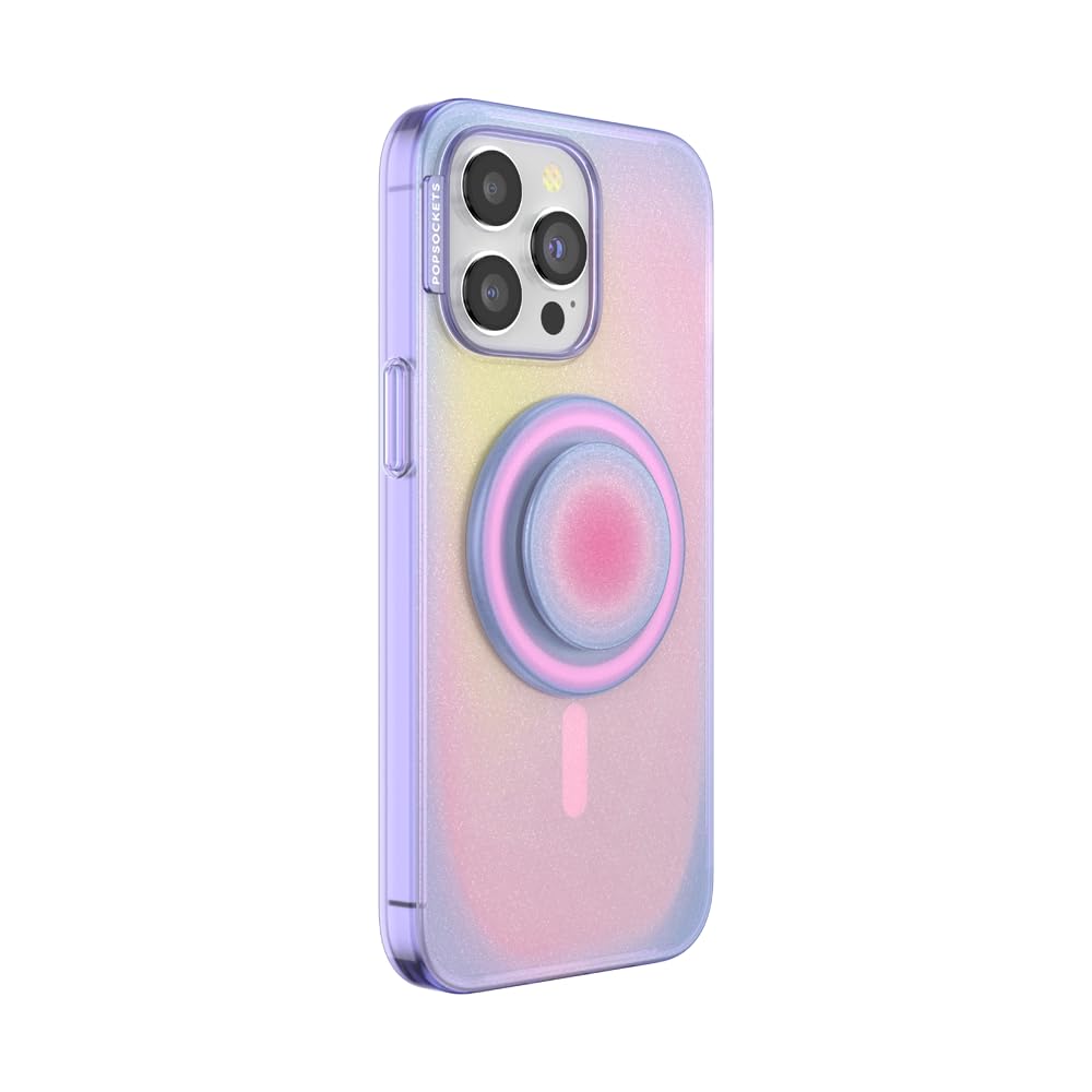 PopSockets iPhone 15 Pro Max Case with Round Phone Grip Compatible with MagSafe, Phone Case for iPhone 15 Pro Max, Wireless Charging Compatible - Aura