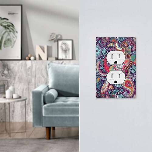 Art Turquoise Blue and Grey Painting Single Toggle Wall Plates 1 Gang Light Switch Cover Modern Abstract Switchplate Covers Decorative Turquoise Green for Bedroom Kidroom Bathroom Decor