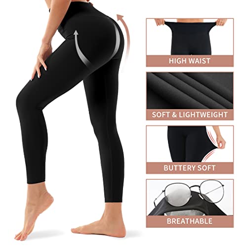 4 Pack Leggings for Women Butt Lift High Waisted Tummy Control No See-Through Yoga Pants Workout Running Leggings