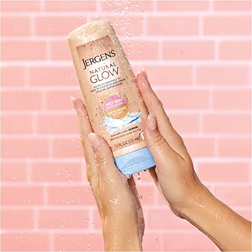 Jergens Natural Glow Wet Skin In-Shower Self Tanner Body Lotion, Fair/Medium Skin Tones (pack of 2)